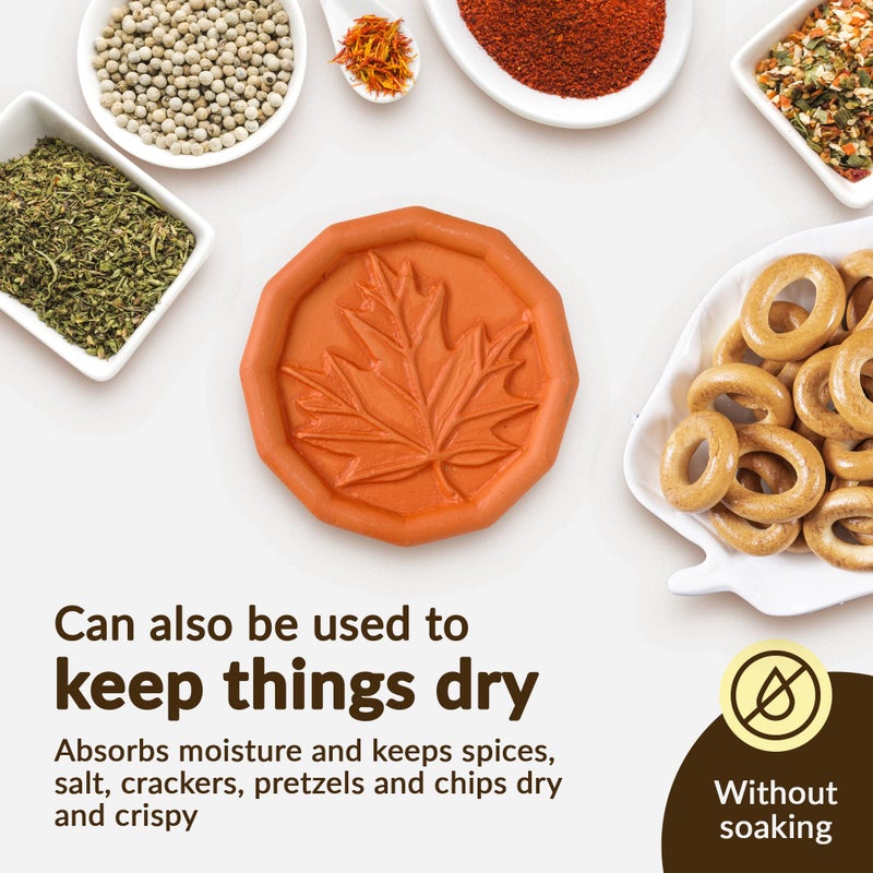 JBK Pottery Terracotta Brown Sugar Saver â€“ Handmade Terra Cotta Sugar Keeper with Decorative Discs â€“ Food-Safe Brown Sugar Keeper, Made in the USA - Maple Leaf - Image 4